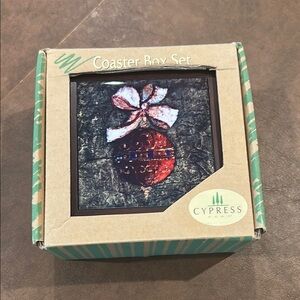 Home Holiday Coaster Box Set - never used matches trivet in closet